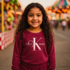 🎀 Calvin Klein Jeans 2 piece Pink Fuschia Lounge Set Girls Size 5